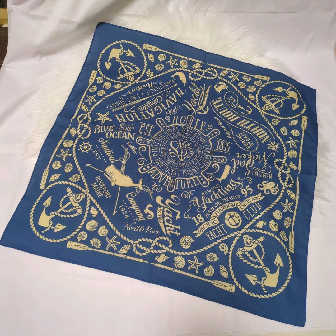 バンダナ ネイビー 80s ヴィンテージ マリン柄 男女兼用 - メルカリ