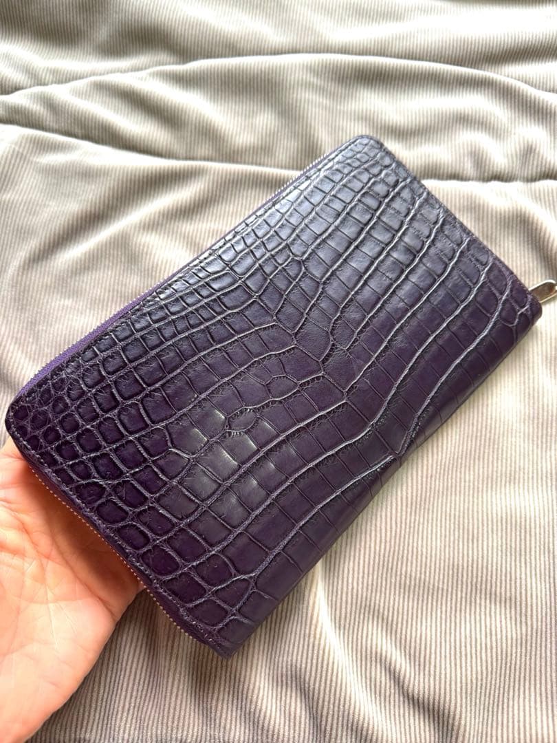 めちゃ贅沢！ クロコダイル ポロサス オーガナイザー パープルマット