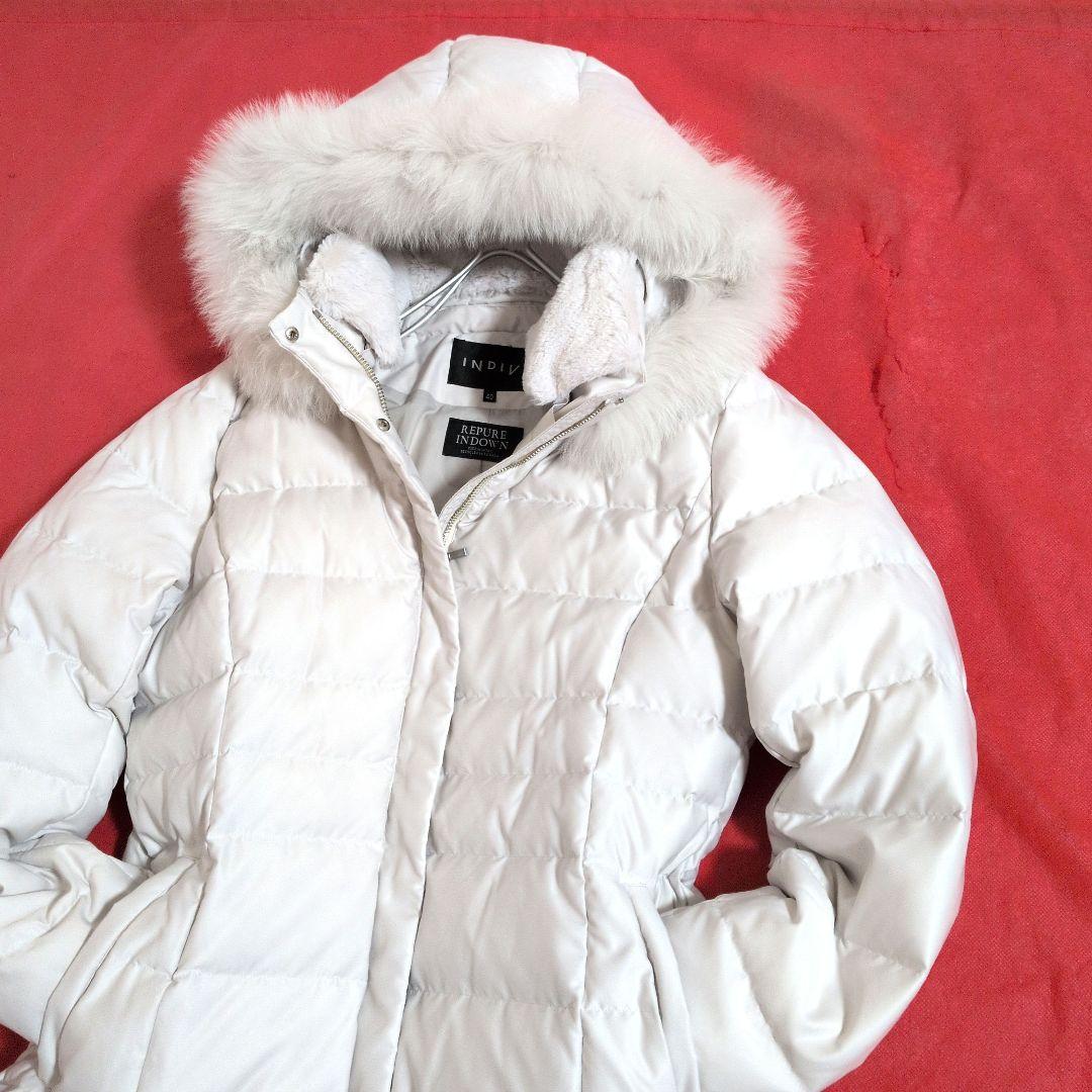 未使用級】INDIVI ダウンコート ☆ホワイトフォックスファー☆／40