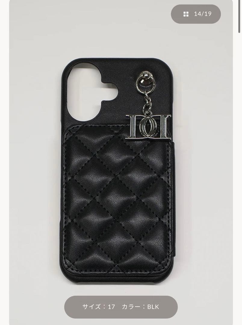 DarichキルティングミラーDDチャームiPhone17スマホケース ブラック