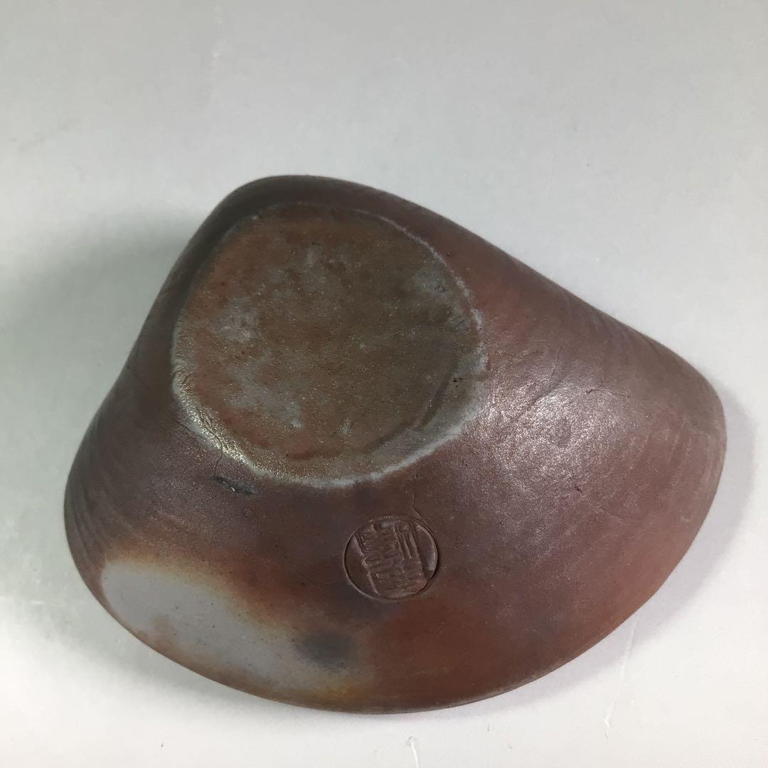 P835 香合 『備前焼』『木村陶峰造』『蛤香合』 共箱 茶道具