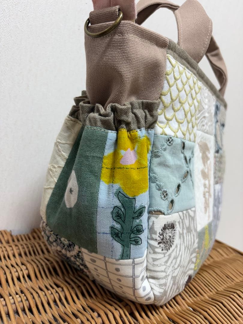 ミナペルホネン＊パッチギャザポケファスナートートL✂️ハンドメイド