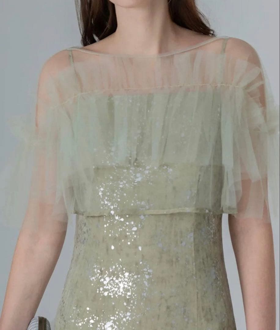 極美品】Leja チュールフリルボレロペイントマーメイドワンピース