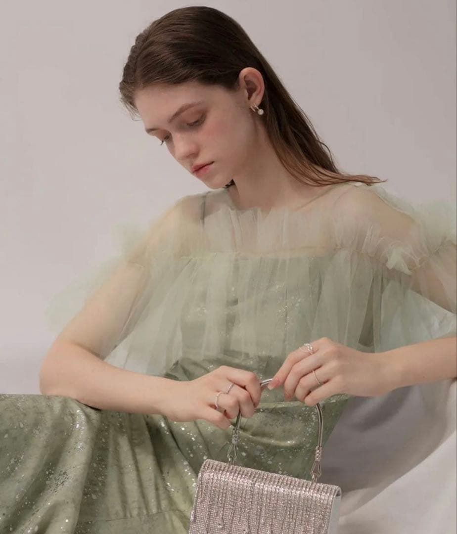 極美品】Leja チュールフリルボレロペイントマーメイドワンピース