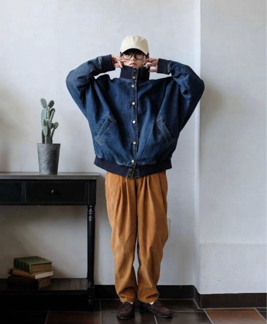 FASHIRU】スタンドカラー デニムブルゾン