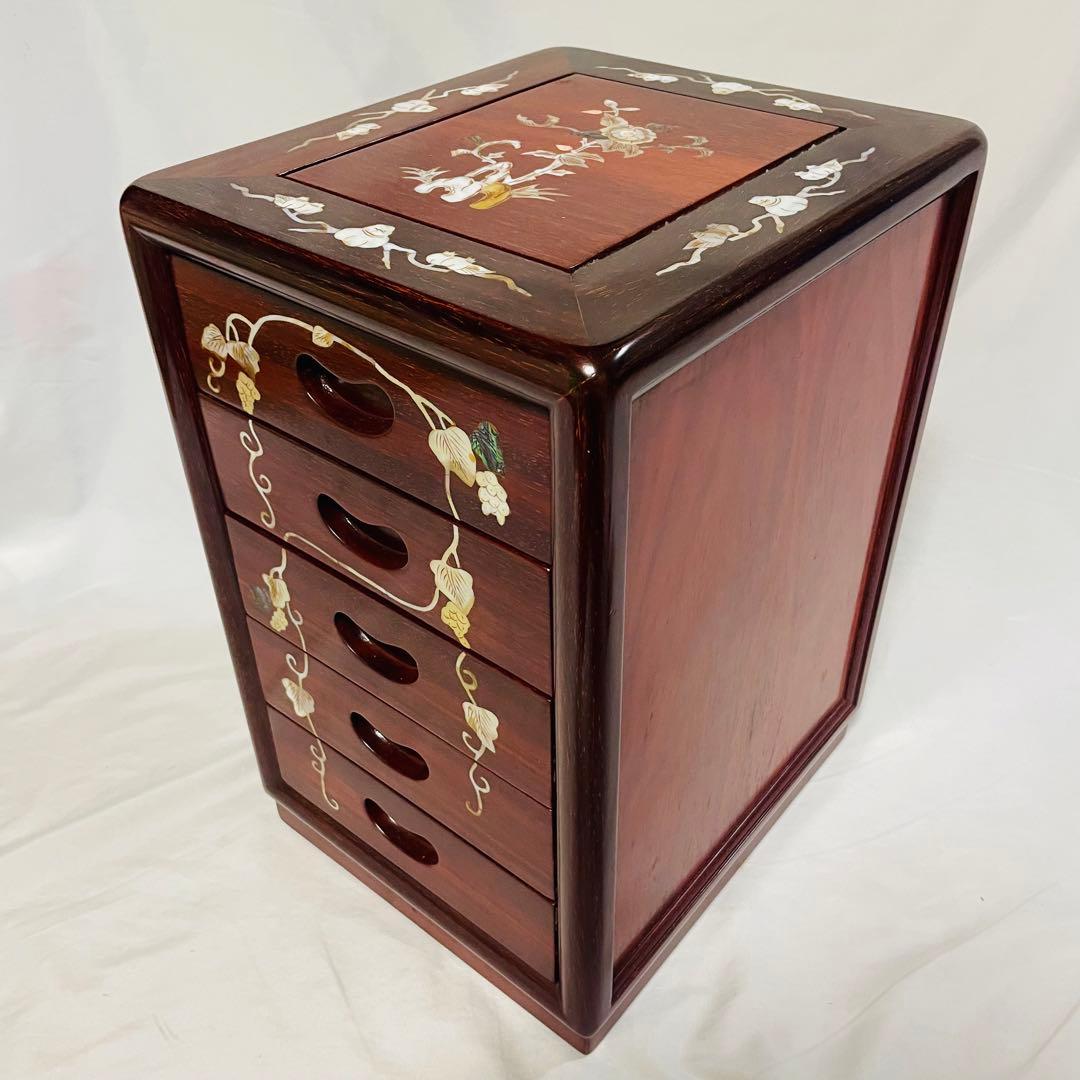 螺鈿家具 螺鈿細工 唐木 引き出し 五段 チェスト - メルカリ
