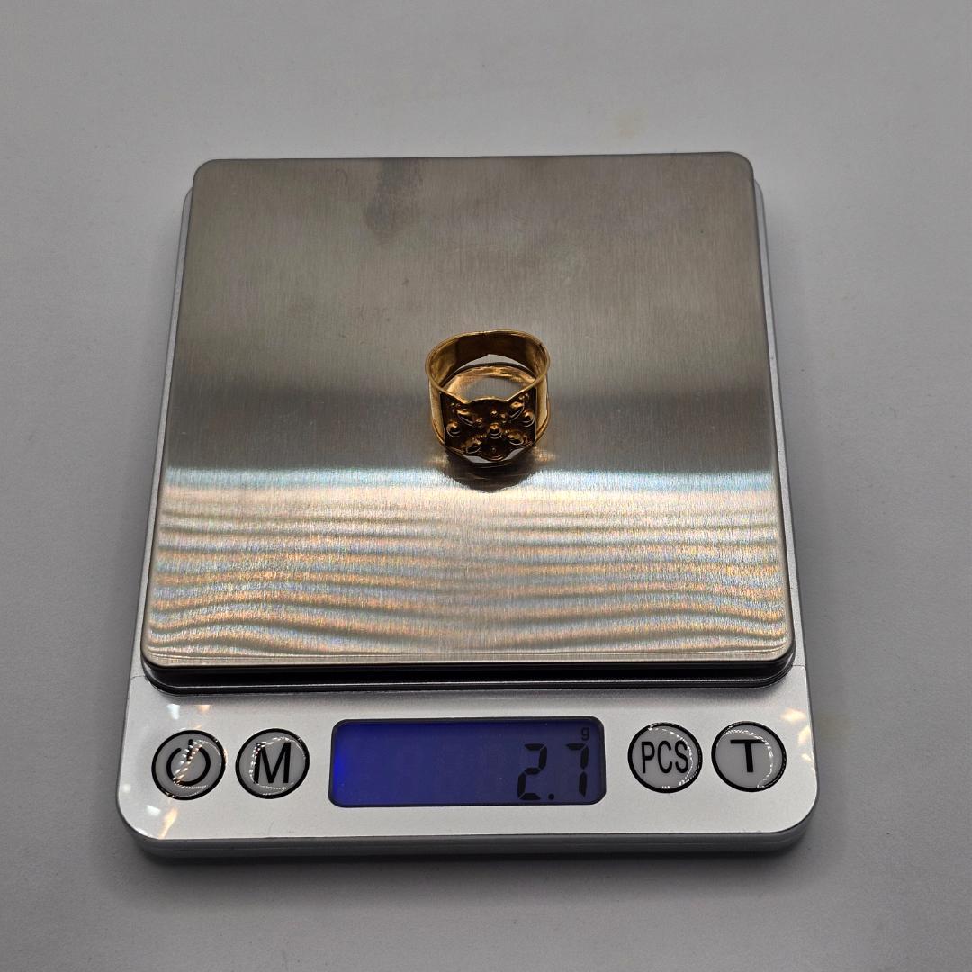 【希少】刻印875 (21金)ヴィンテージ デザインリング 2.7g 16号