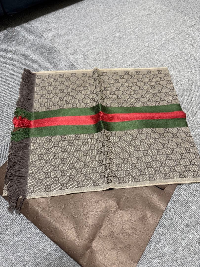 GUCCI GGパターン ストール フリンジ付き GUCCI（グッチ） ストール マフラー メンズ レディース 男女兼用 GG柄