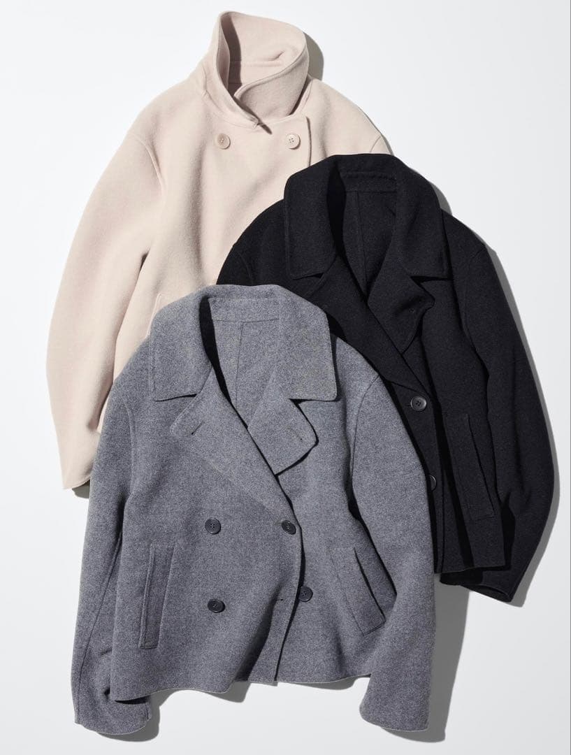 ダブルフェイスショートコートリラックスフィット ネイビー - メルカリ