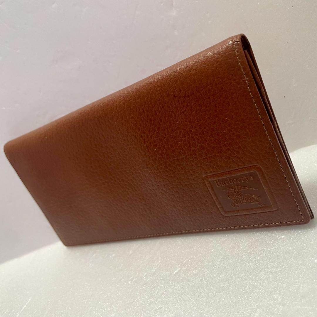 Burberrys バーバリー ブラウン レザー 長財布 ノバチェック オールド 長財布 二つ折り 札入れ 内側ノバチェック ロゴ レザー ブラウン（2024