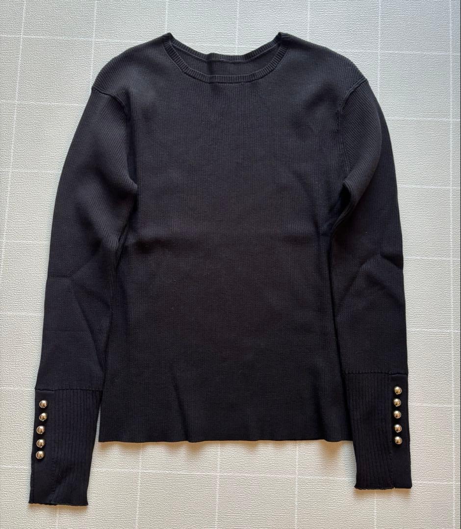 Noble ボタンディテールタイトリブニット ノーブル NOBLE ボタンディテールタイトリブニット （ホワイト A