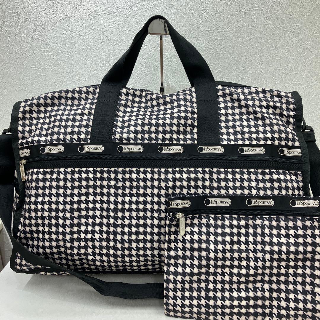 1880 良品 LeSportsac ボストンバッグ 2way 千鳥柄 LeSportsac 鳥柄ボストンバッグ - メルカリ