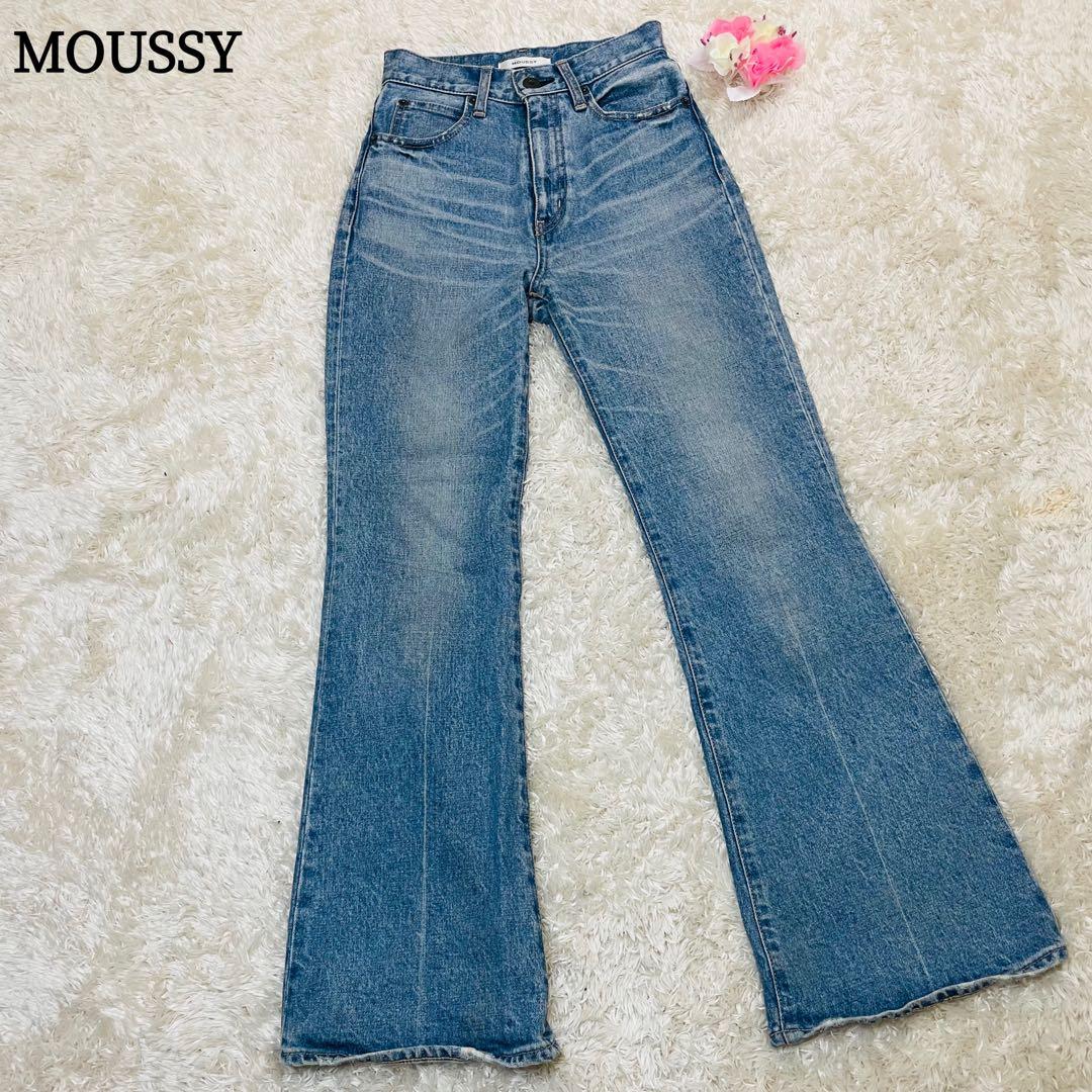 MOUSSY マウジー フレアデニム 24 mvs flareブルー