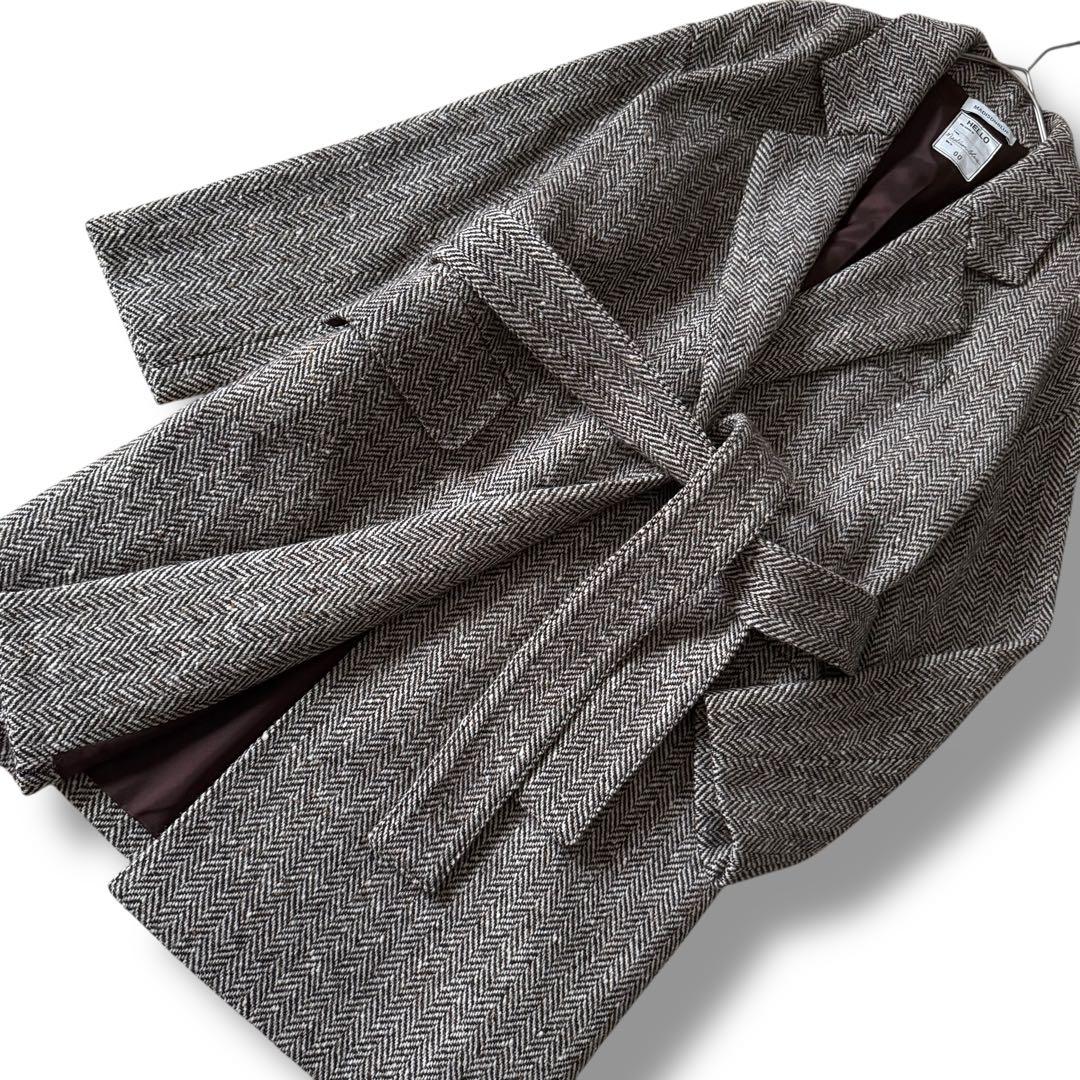 極美品☆マディソンブルー☆ヘリンボーン☆ツイード生地☆ガウンコート