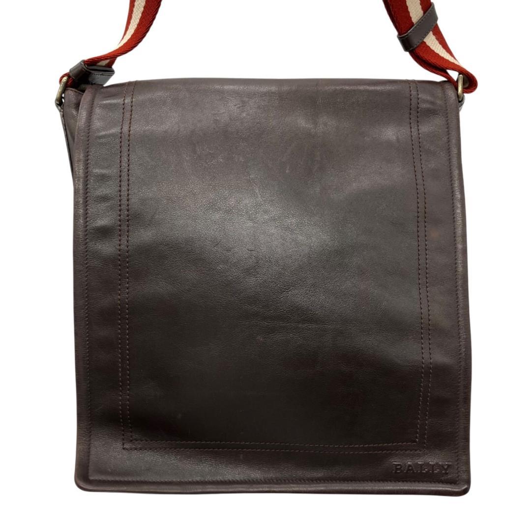 BALLY トレスポ メッセンジャーバッグ ダークブラウン レッド 1408