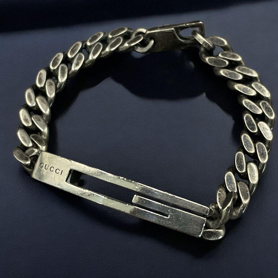 オールド　グッチ　ブレスレット Gロゴ 喜平チェーン シルバー　17 y2k GUCCI - グッチ GUCCI 喜平 ブレスレット シルバー925 ヴィンテージ