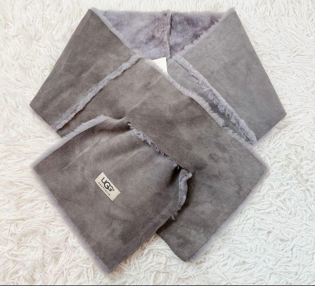 新品✨タグ付き UGG アグー マフラー ムートン リバーシブル グレー ugg-muf03_4.jpg