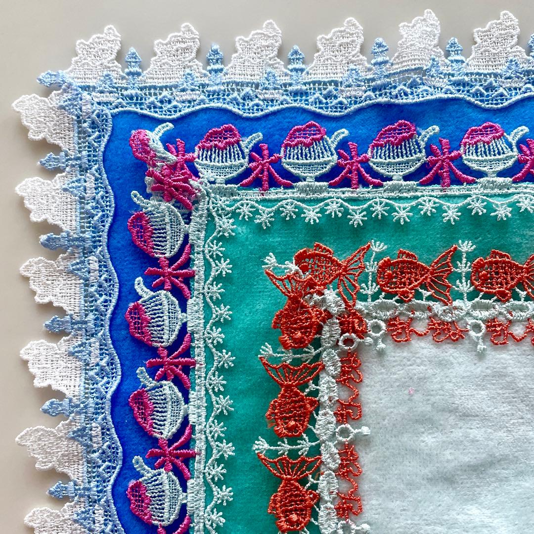 即完売・新品！近沢レースハンカチ 金魚＆かき氷＆入道雲 夏ハンカチ3