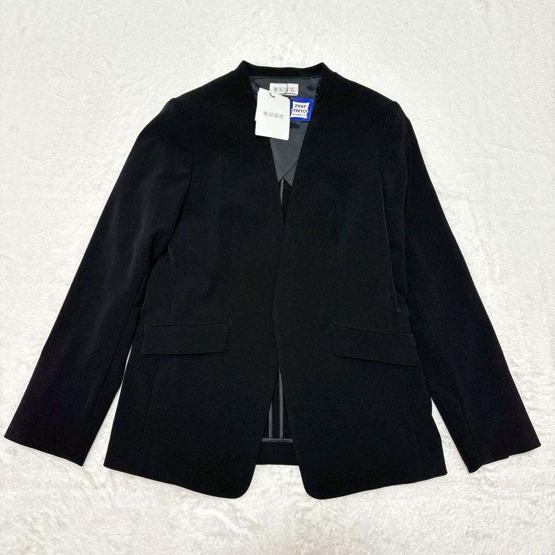 《タグ付き》ノーカラーパンツスーツセットアップ PLST グリーンレーベル L