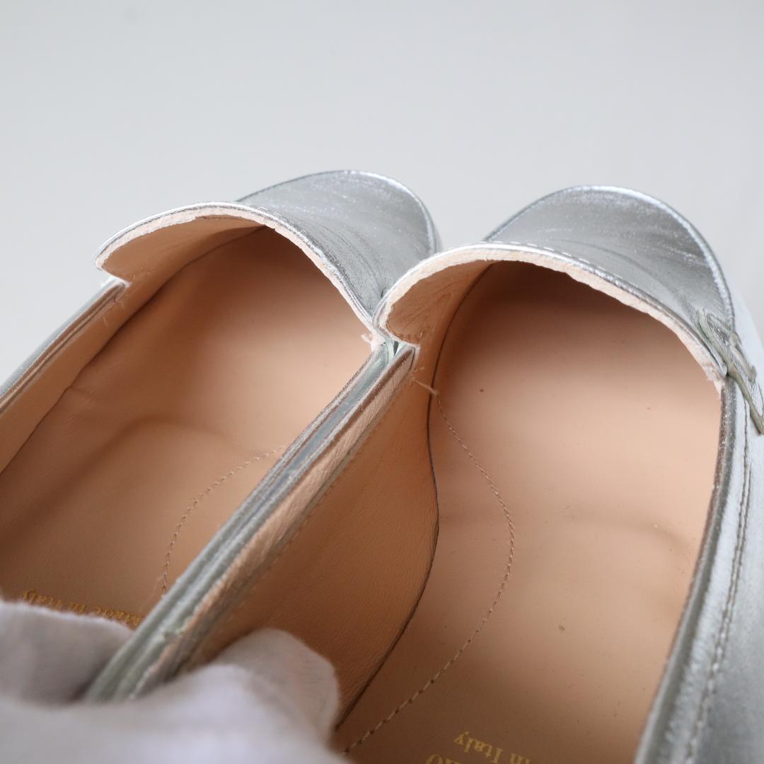 極美品 ルカグロッシ シルバーローファー/スリッポン 36/23cm - メルカリ