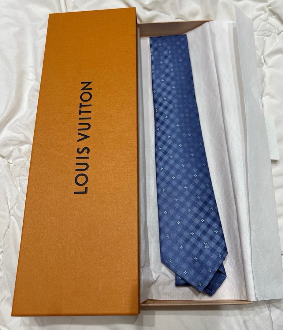 新品未使用◾︎LOUIS VUITTON 青 チェック柄 ネクタイ - メルカリ