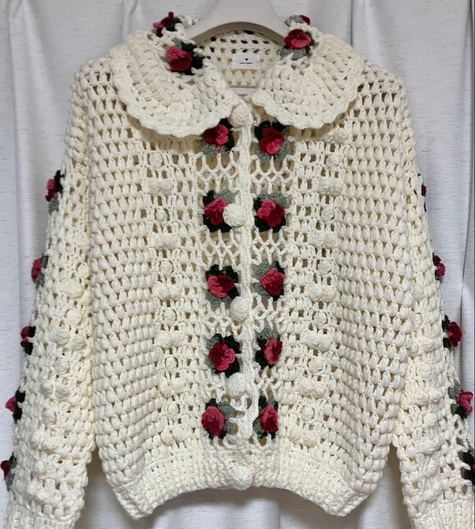 merry jenny メリージェニー クロシェカーディガン アイボリー merry jenny（メリージェニー）の「クロシェカーディガン