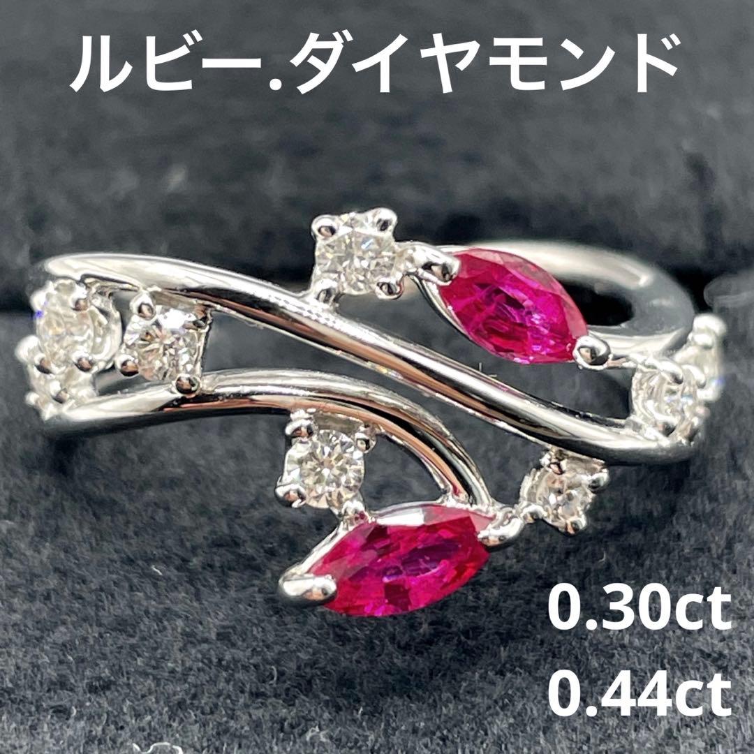 K18WG ルビー3.03 ダイヤモンド 1.26 リング指輪
