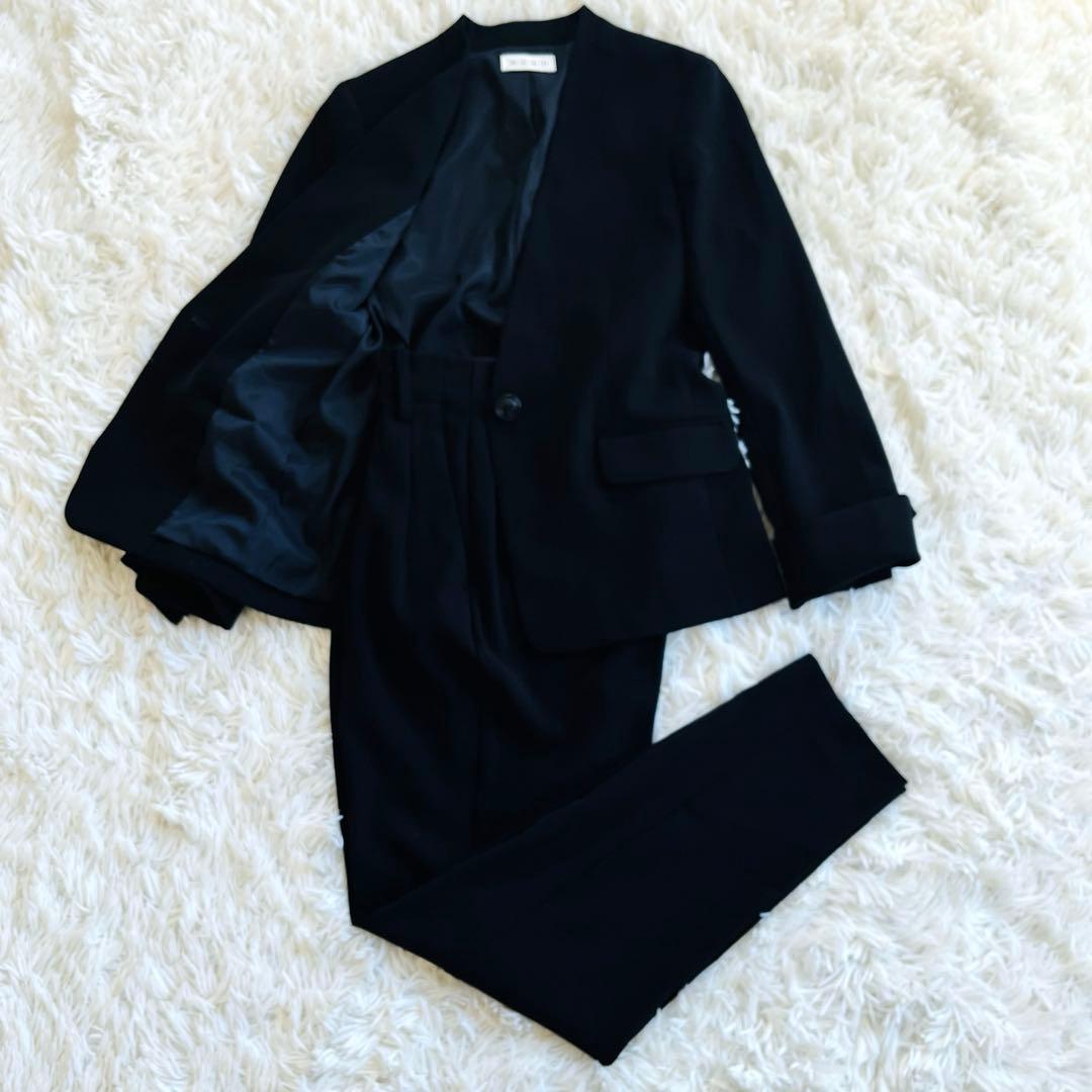 プラステ】セットアップ ノーカラージャケット パンツ ブラック 36