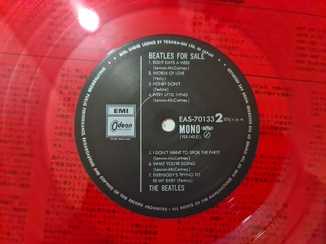 ☆超貴重ビートルズBeatles for Saleモノラル赤盤LPカラーレコード