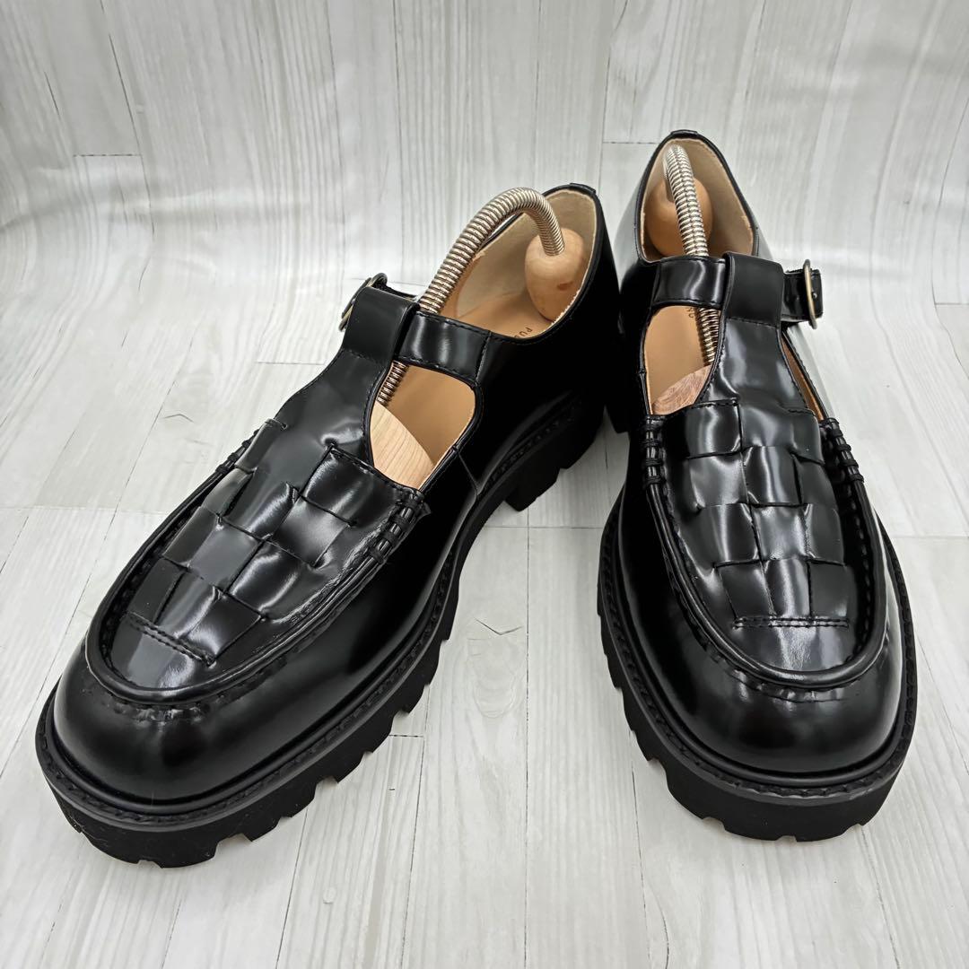 未使用✨【北欧、暮らしの道具店】Tストラップシューズ 厚底 本革 黒