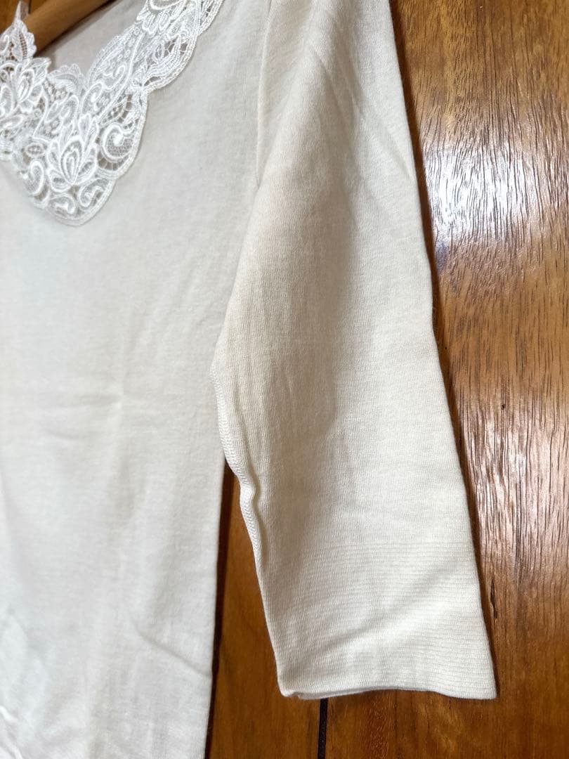 メディマ MEDIMAレース付 8分袖スリーマLサイズ シルク／アンゴラ 肌着