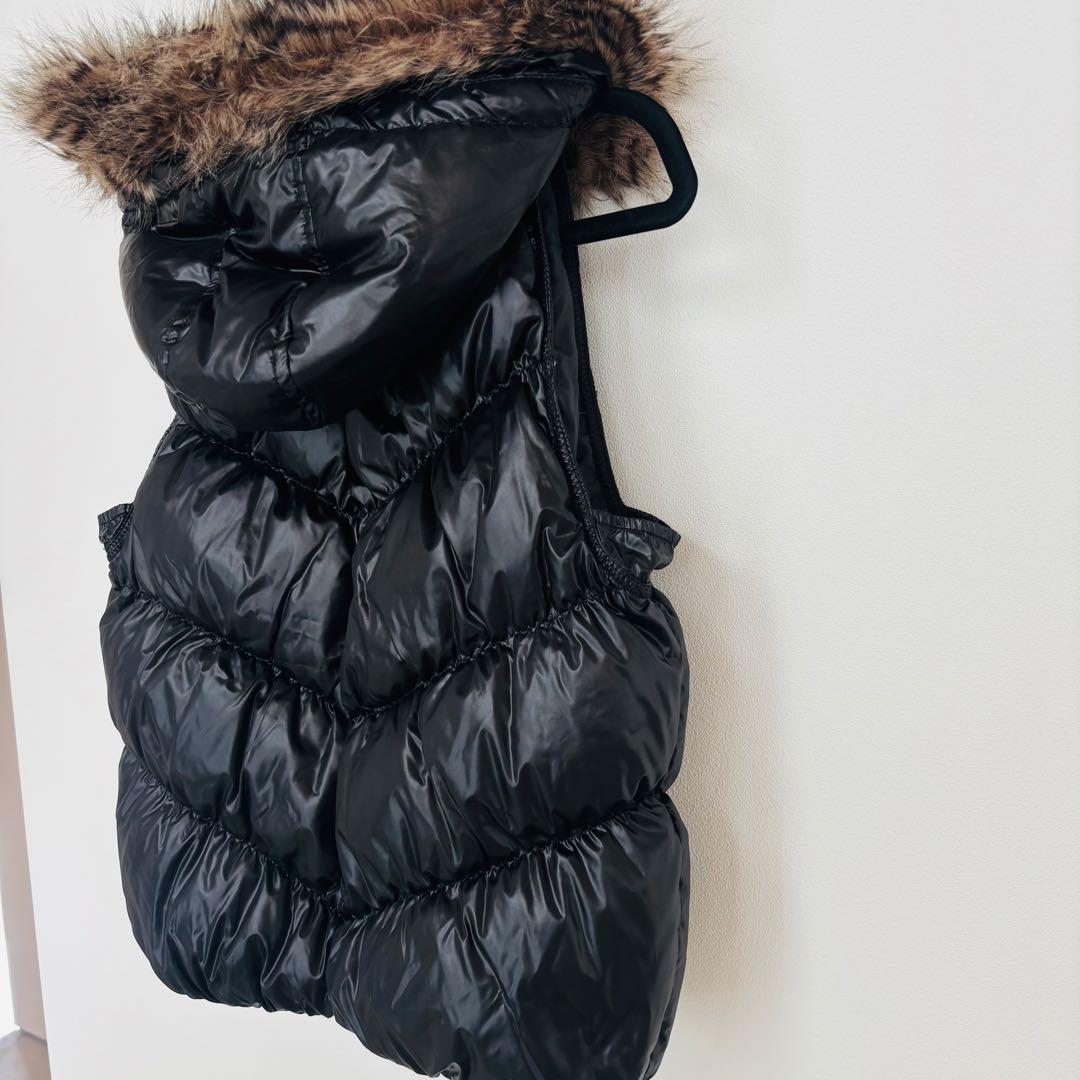 y2k GAP ファー付きダウンベスト M ブラック 40周年 光沢あり - メルカリ