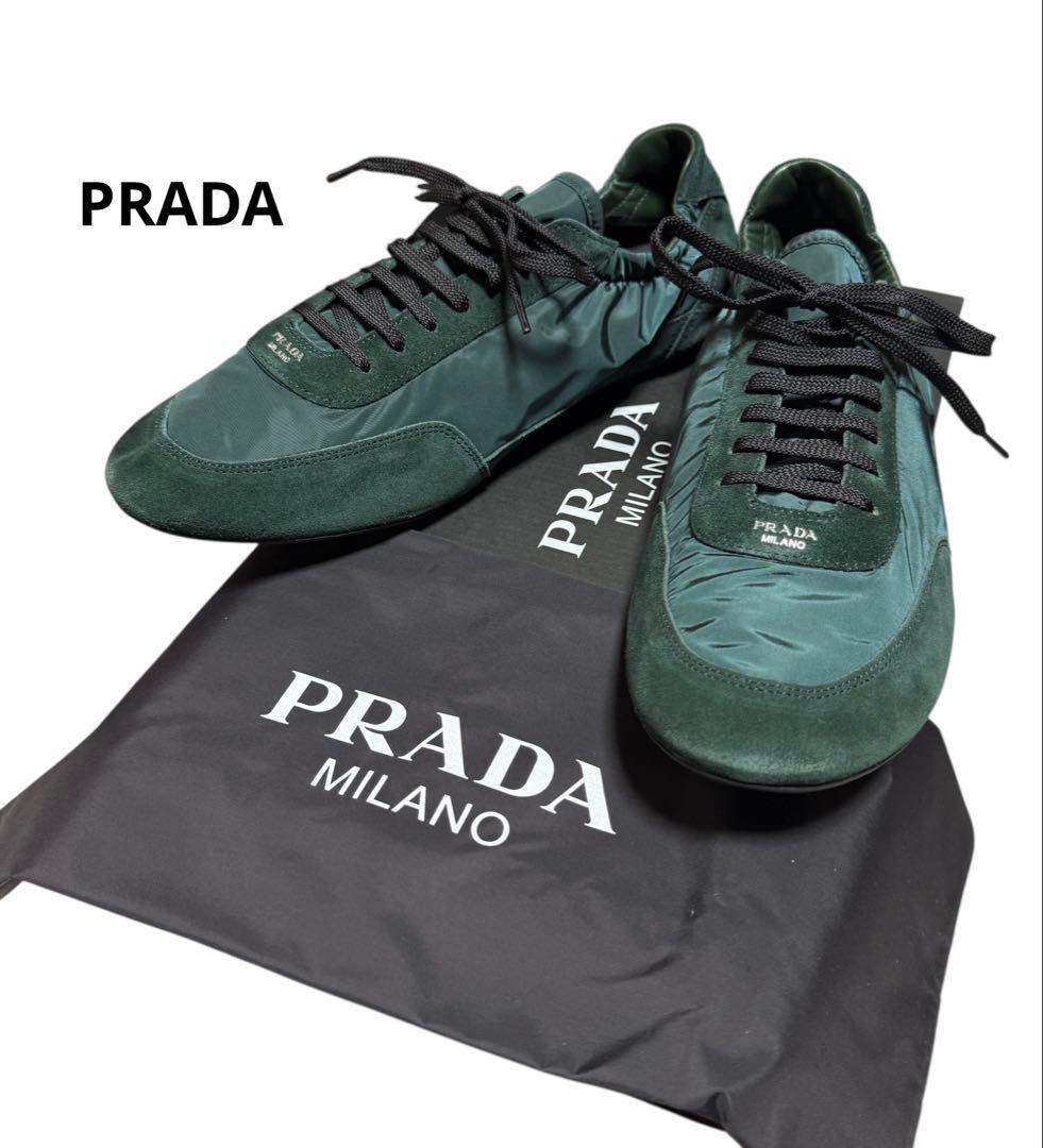 PRADA 25SSコラプス Re-Nylon エラスティックス スニーカー 緑 - メルカリ