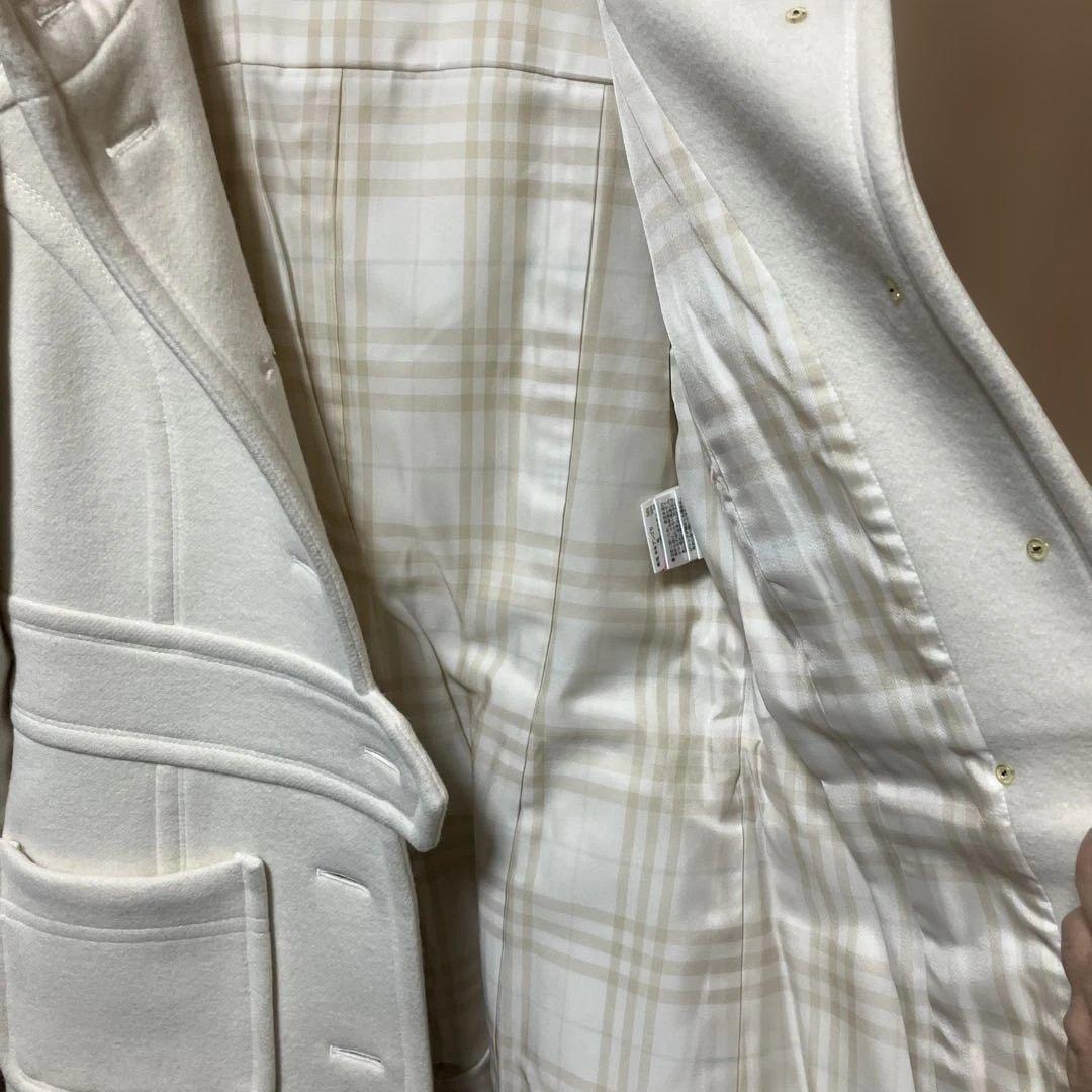 BURBERRY BLUE LABALアンゴラ ホワイト フーデットコート美品 - メルカリ