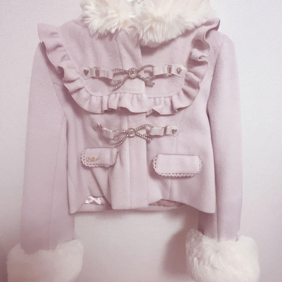 LIZLISA リズリサ ビジューリボンショートフードコート ピンク - メルカリ