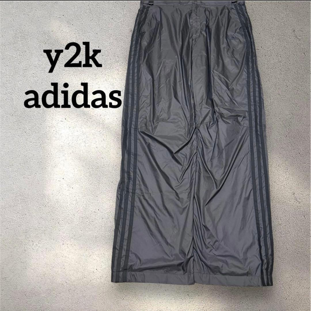 00s adidas ナイロン トラック ワイドパンツ archive 刺繍 - メルカリ