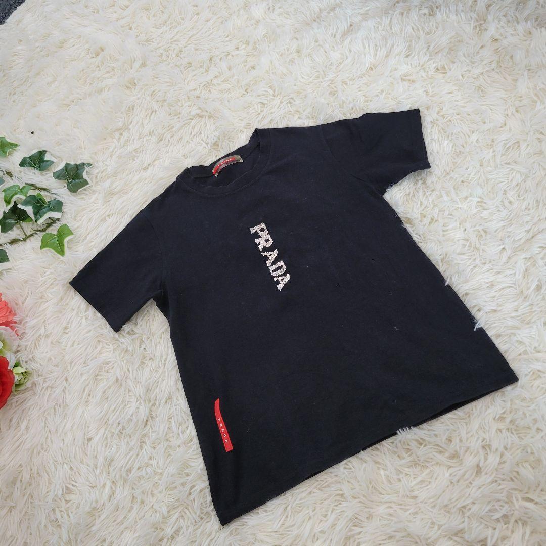 PRADA　プラダ　ブラック　ロゴ　お洒落　Tシャツ　半袖　トレーナー PRADA（プラダ） Tシャツ メンズ ロゴ ポケット トライアングルロゴ