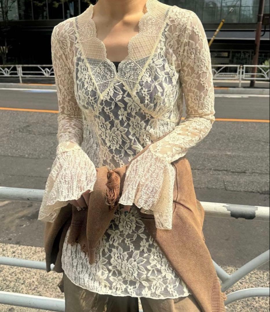 トップス Ameri COMBINATION LACE TOP COMBINATION LACE TOP（Tシャツ/カットソー）｜Ameri（アメリ）の
