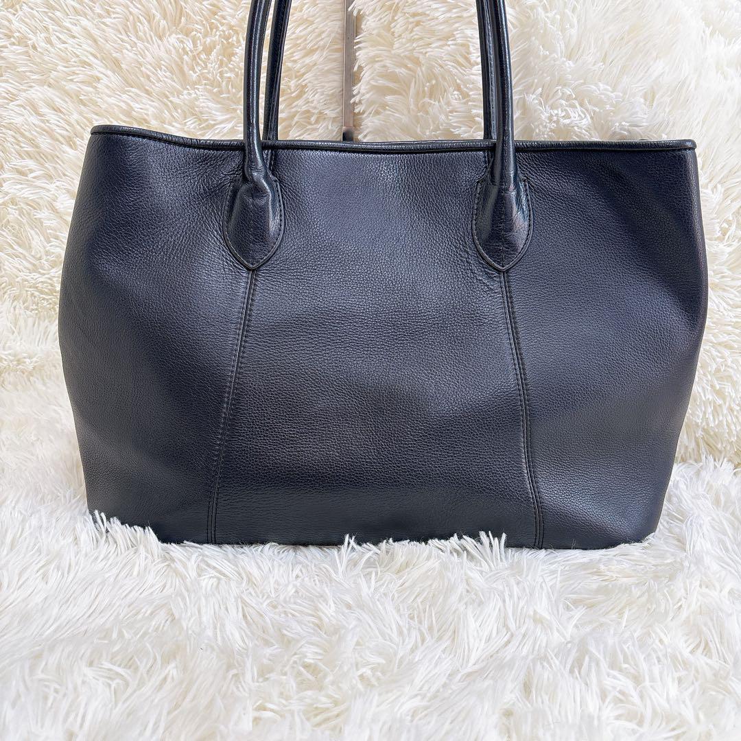 ユナイテッドアローズ レザービジネストートバッグ 黒 本革 ポーチ付き