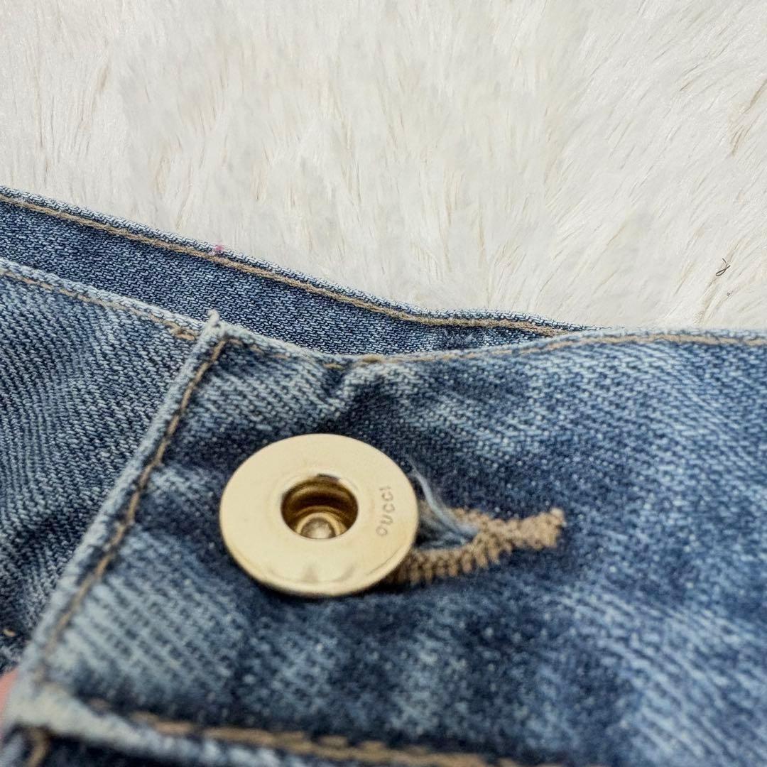 イタリア製✨希少 グッチ GUCCI ストレートデニム ロゴ刺繍 40サイズ