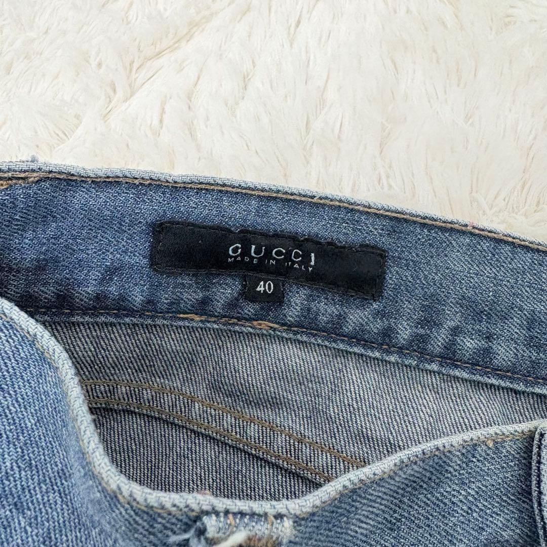 イタリア製✨希少 グッチ GUCCI ストレートデニム ロゴ刺繍 40サイズ