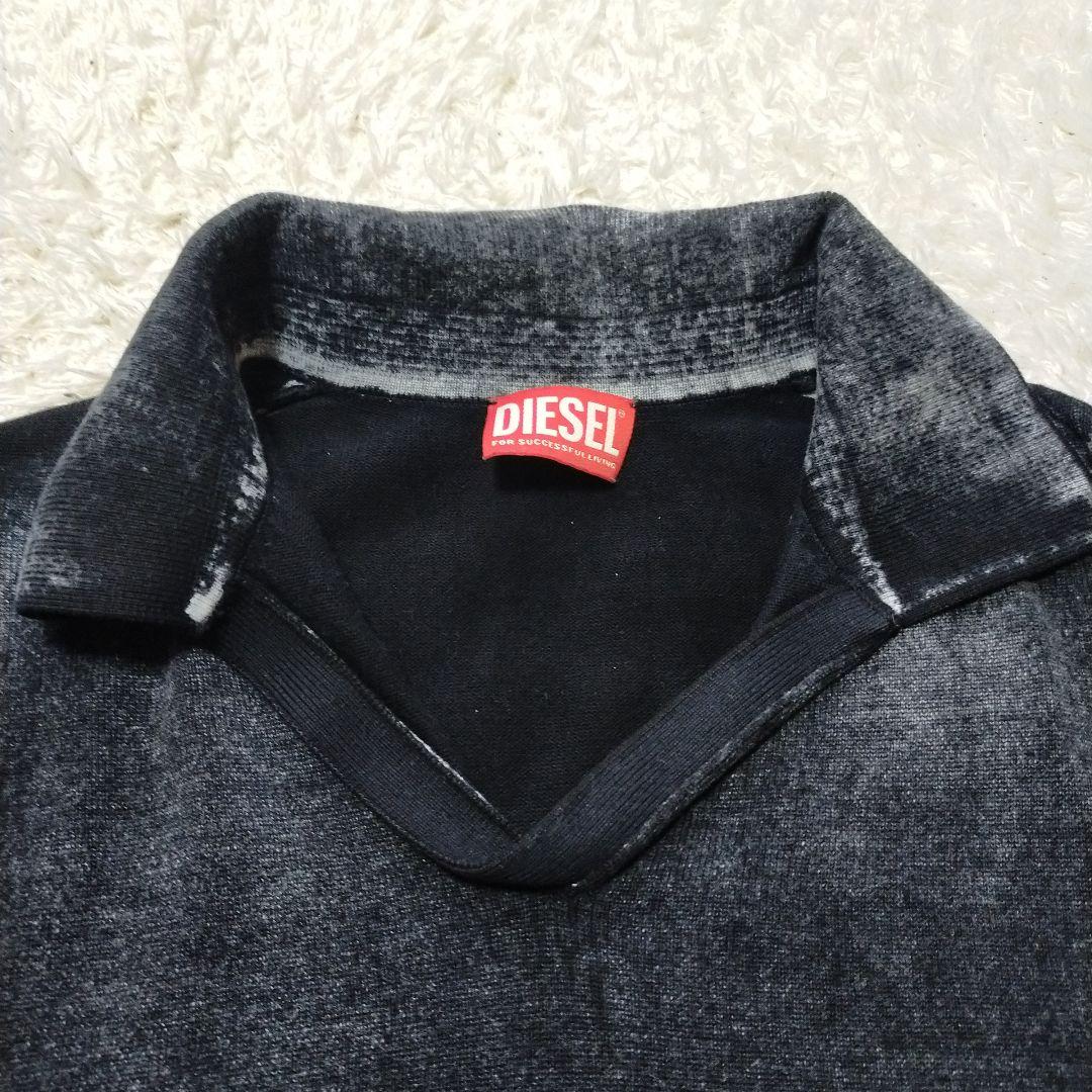 深水光太着用】DIESEL K-Lorenzo ニットポロシャツ ブラック 黒