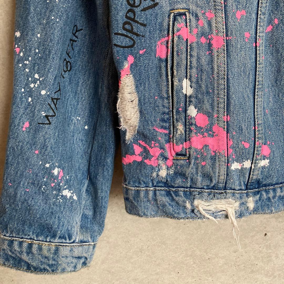 美品 ZARA ザラ デニムジャケット ペイント ダメージ 完売 M - メルカリ