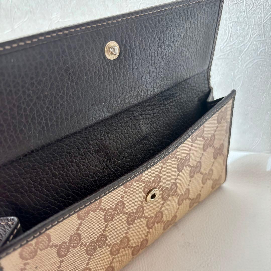 良品】【グッチ】GGクリスタル コーティングキャンバス×レザー 二