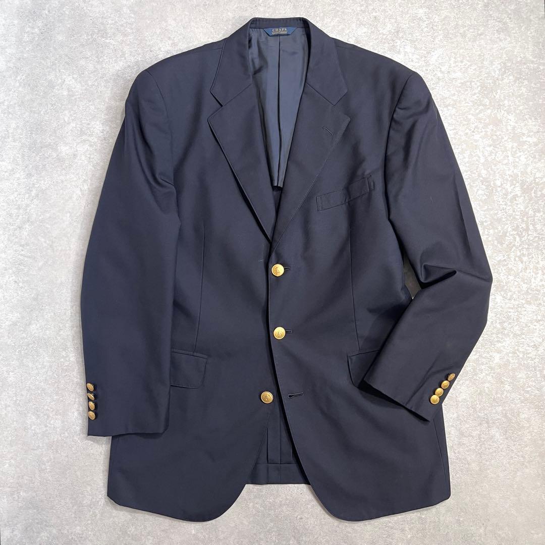 美品】CHAPSラルフローレン ブレザージャケット ネイビー金ボタン A7