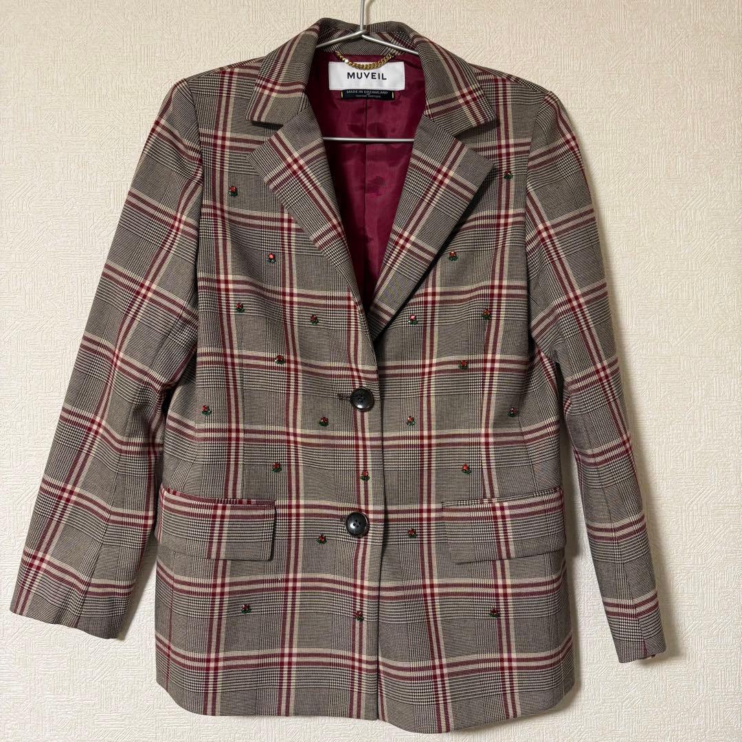 MUVEIL チェック柄 レディーススーツ上下 パンツスーツ レディース 春夏 秋冬 春 夏 秋 冬 スーツ チェック柄