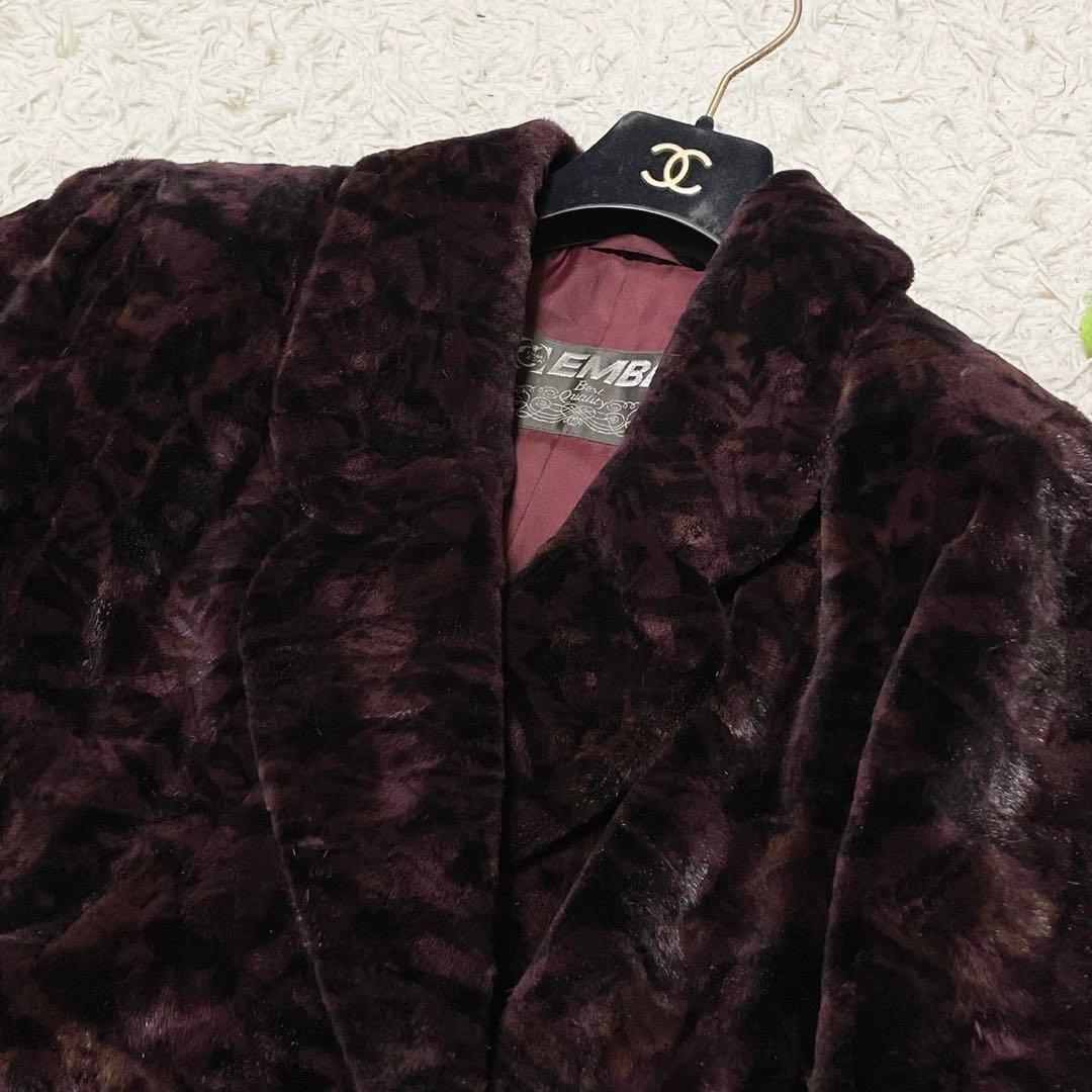 EMBA シェアードミンク 染め ダブル テーラードジャケット ワイン