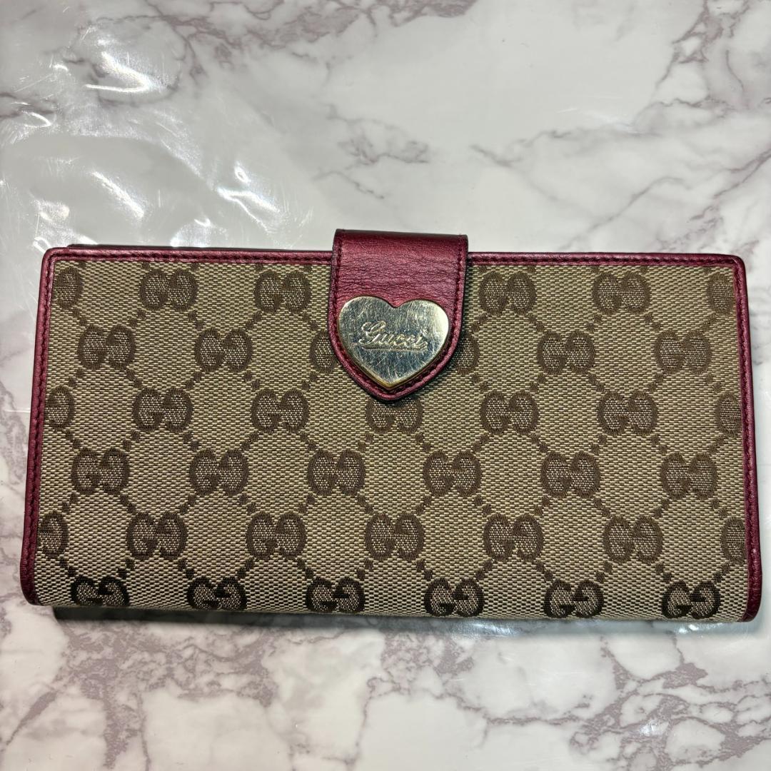 早い者勝ち】グッチ 長財布 ハート ワインレッド 箱 保存袋 #B645