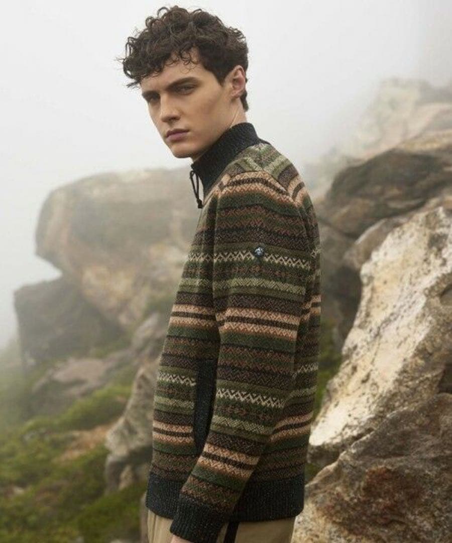 【新品未使用】JOSEPH ABBOUDニットブルゾン イタリア糸使用/洗える】メリノブレンドモール ジップ ニット ブルゾン