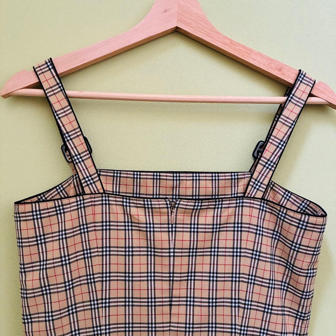 バーバリーブルーレーベル ノバチェック キャミワンピース 38 - メルカリ